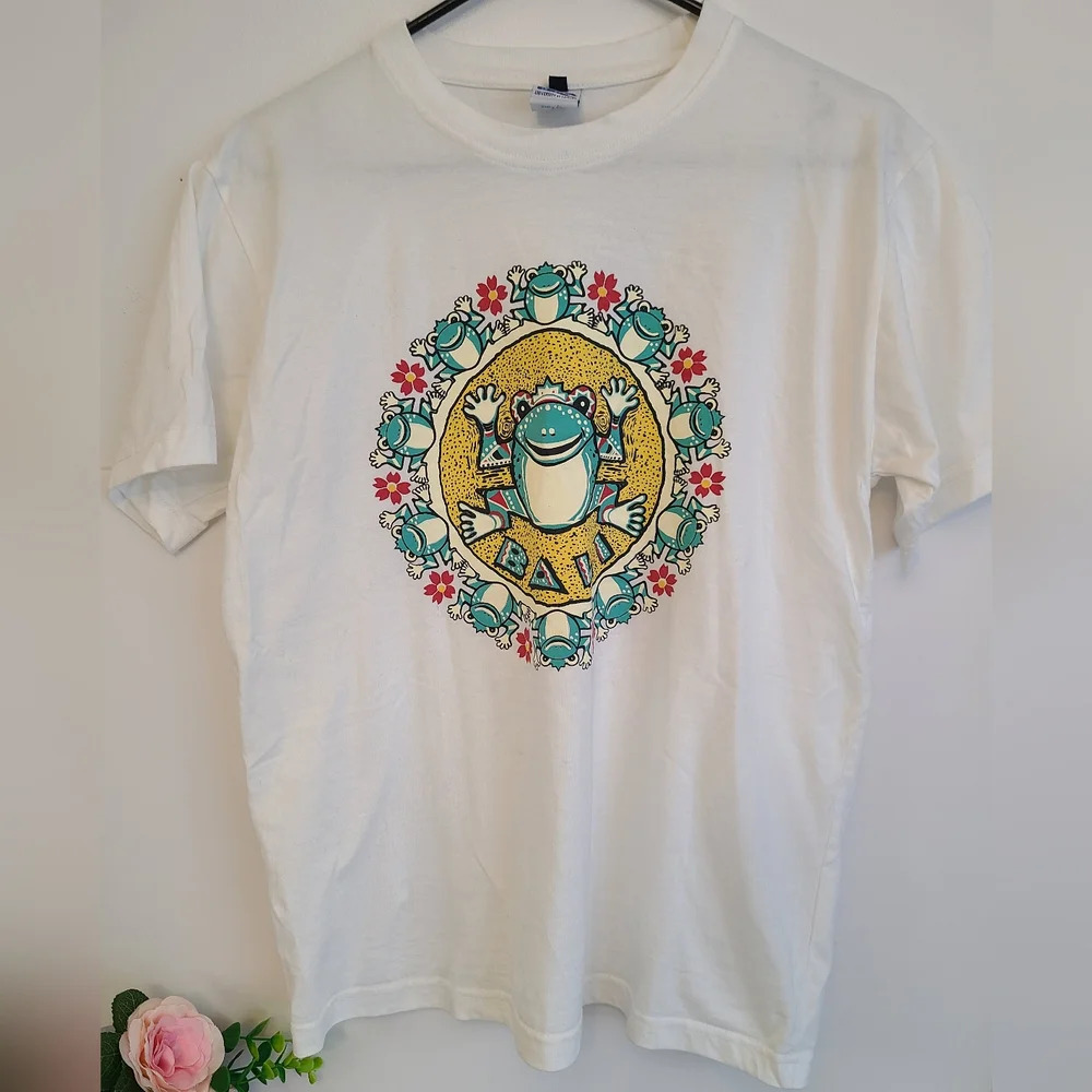 Vintage Frog Bali Pop Art University Of Leisure‎ Men T-Shirt White, Size M
